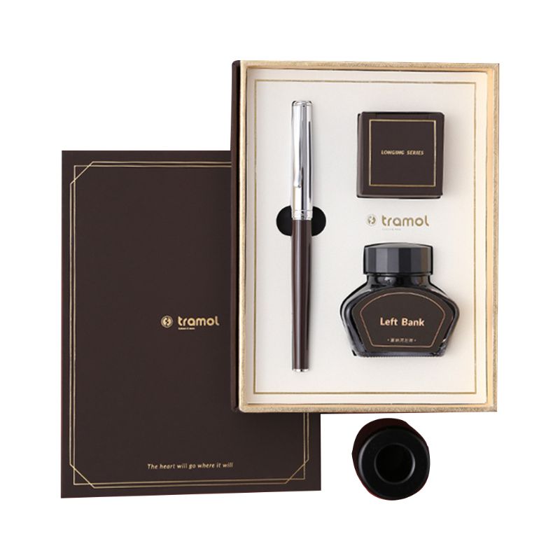 Vintage Business Fountain Pen Signature Calligraphy with Ink Pen Holder Box: Burgundy