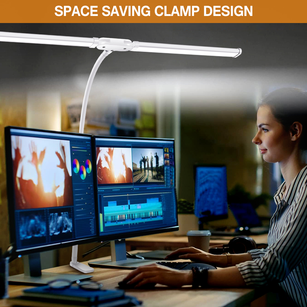 LED-bureaulamp met klem Zwenkarm Bureaulampen Oogverzorgende dimbare bureaulamp met 3 kleurmodi en 10 dimbare led-tafellampen