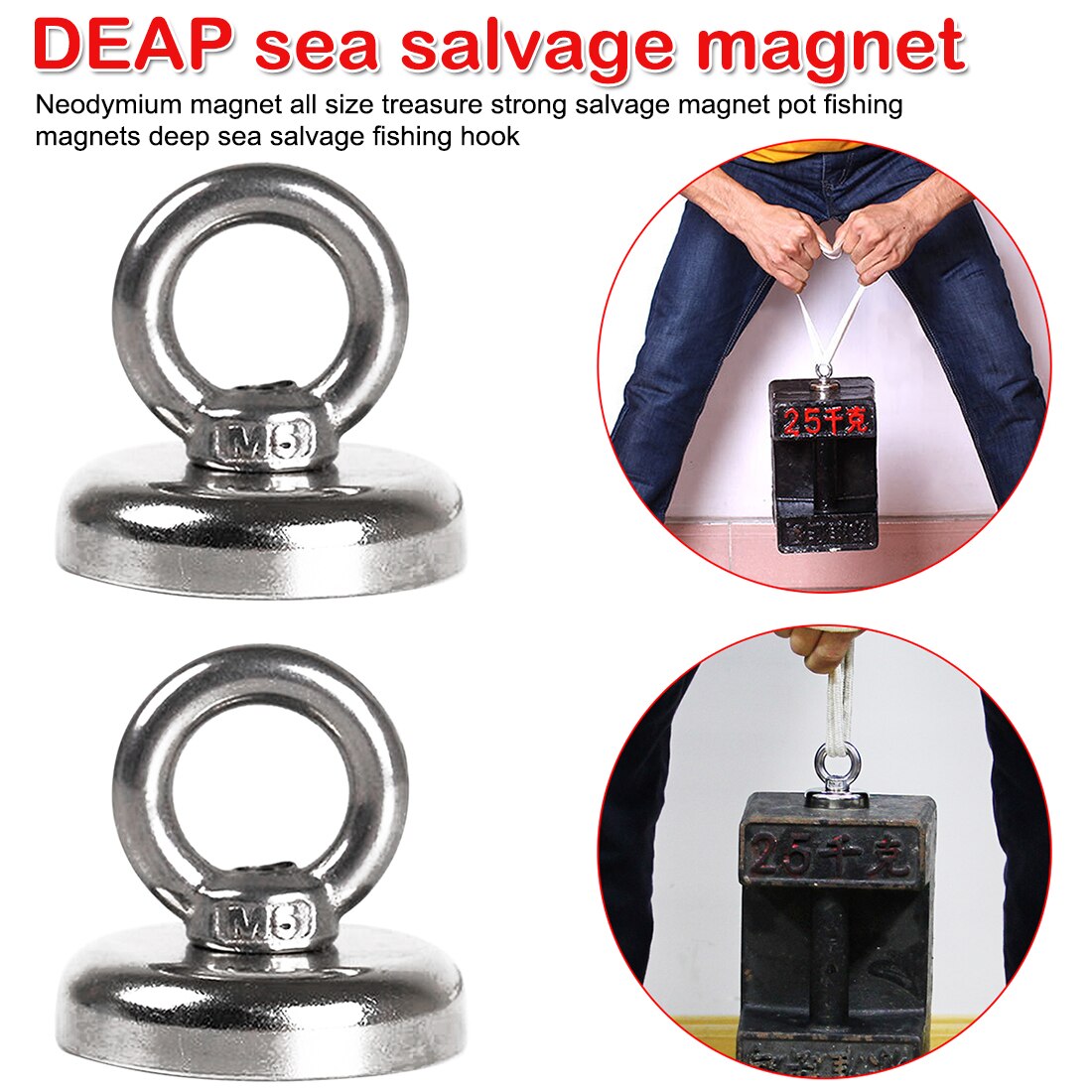 Powerful Hole Salvage Magnets Pot Magnets Permanent Deep Sea Salvage Fishing Hook Strong Neodymium magnet search magnets hook
