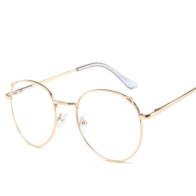 Computer Glasses Anti Blue Light Gaming Glasses Retro Round Circle Metal Glasses Frame Can Be Equipped With Other Glasses: Gold
