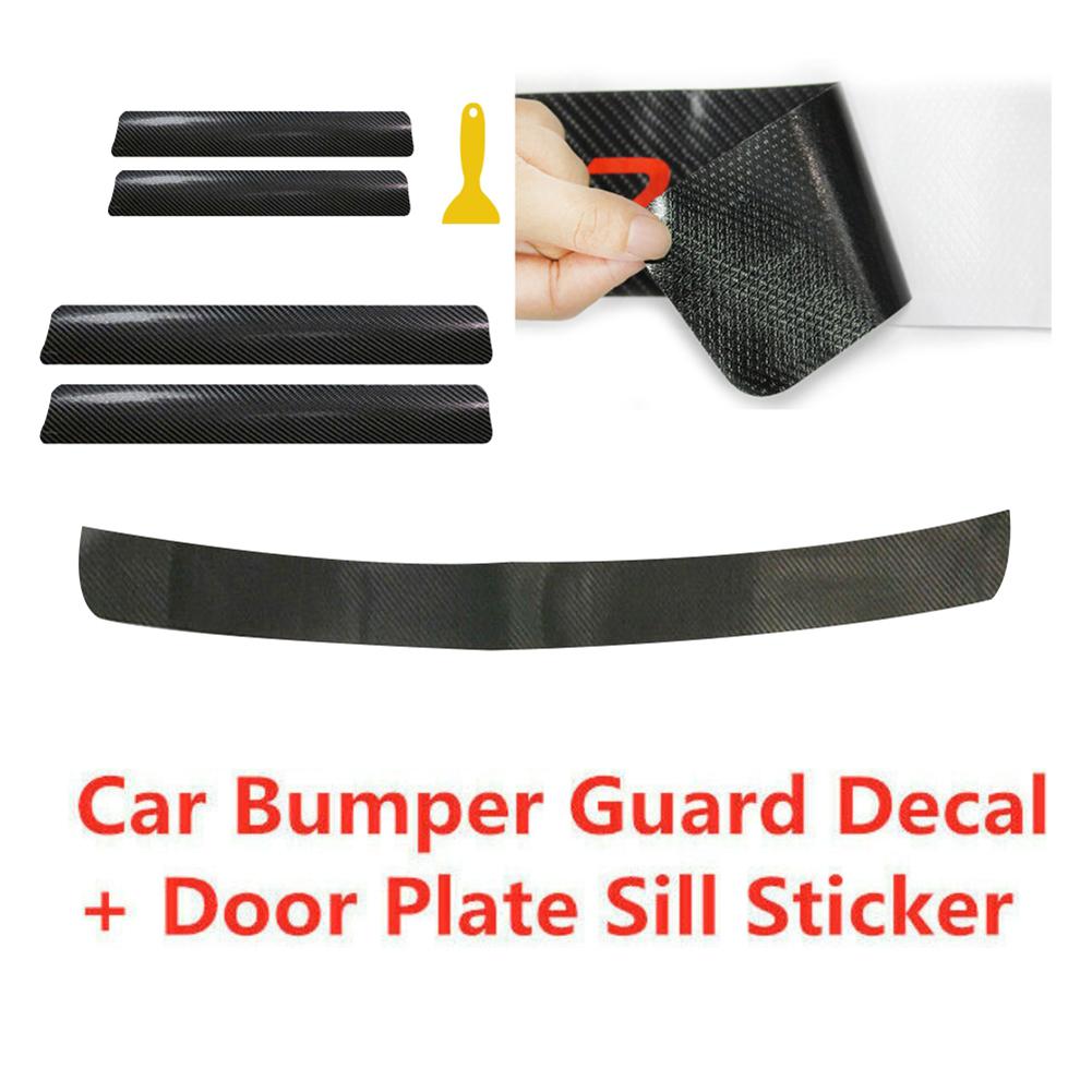 Universele Kofferbak Plaat Guard Sticker Auto Achterbumper Trim Anti-kras Bescherming Geschopt Gestreepte Sticker Koolstofvezel Film
