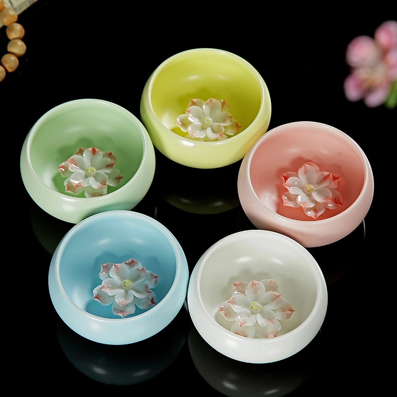 3D Lotus Thee Cup. Chinese Celadon Porselein China Theekopjes En Saucertea Kom, China Thee Pot Celadon Theekopjes