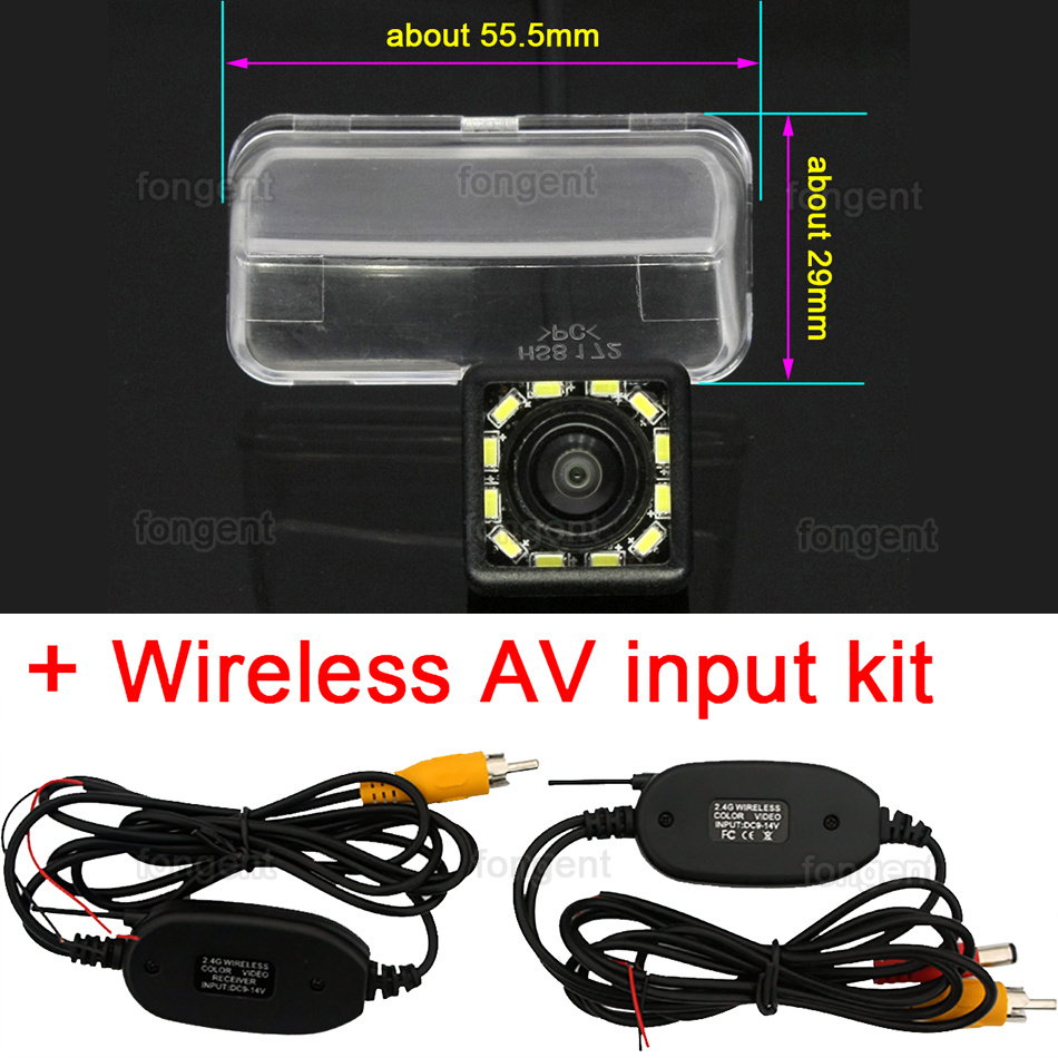 Auto Ccd Fish Eye Backup Achteruitrijcamera Achteruit Inparkeren Camera Voor Peugeot 206 207 307 407 Sedan Toyota Camry Verso Vios: 12led Wireless