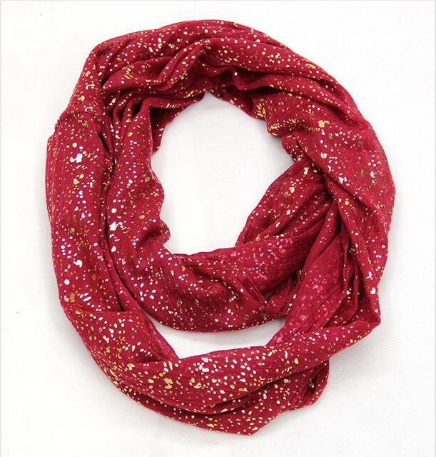 nueva europea Negro Azul Marino rojo anillo bufanda brillante bronceado dorado punto infinito Hijab bufandas Snood para damas: Rojo