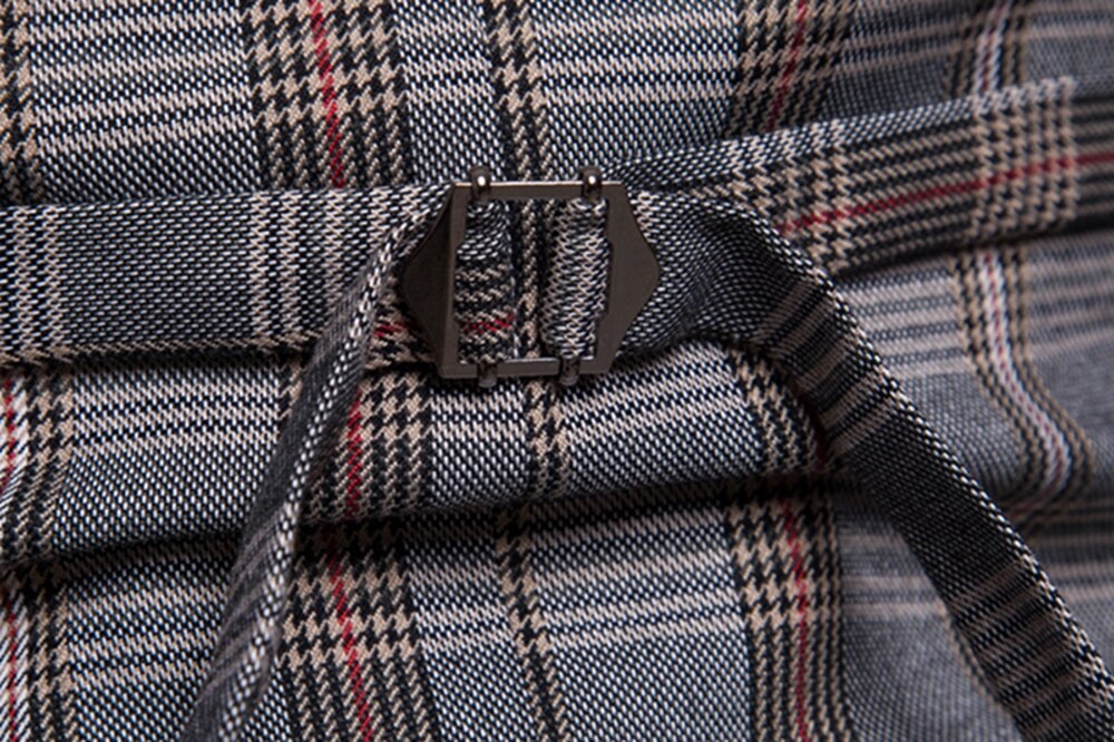 Vests Men Spring and Autumn Men's Checkered Striped Double Breasted Slim Business Casual Suit Waistcoat