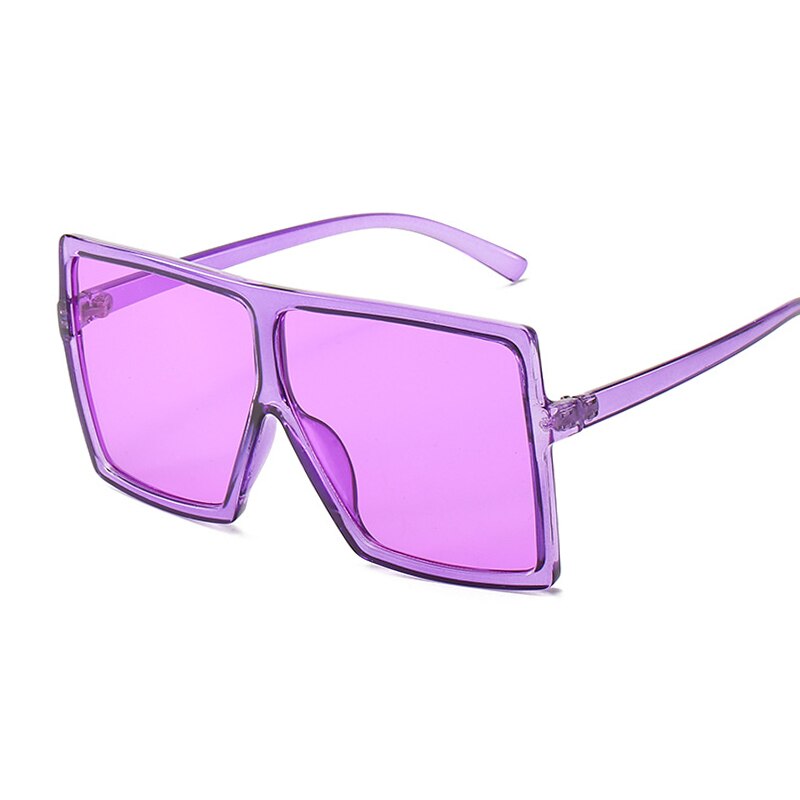 Oversized Shades Zonnebril Vrouwen Zwarte Mode Vierkante Grote Frame Zonnebril Vrouwelijke Vintage Retro Bril Unisex Oculos Feminino: Purple