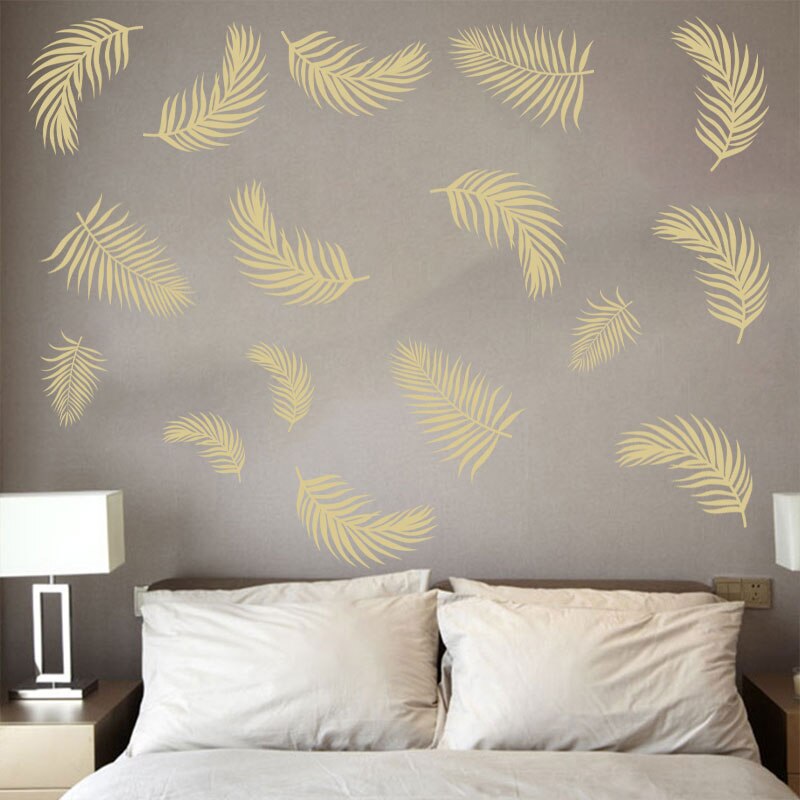 Autocollant mural en plume dorée moderne, décoration d'interieur, décoration d'interieur
