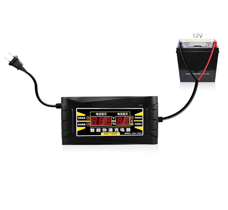 Full Automatic Car Battery Charger EU/US 150V to 240V To 12V 6A Intelligent Fast Power Charging Wet Dry Lead Acid Digital LCD
