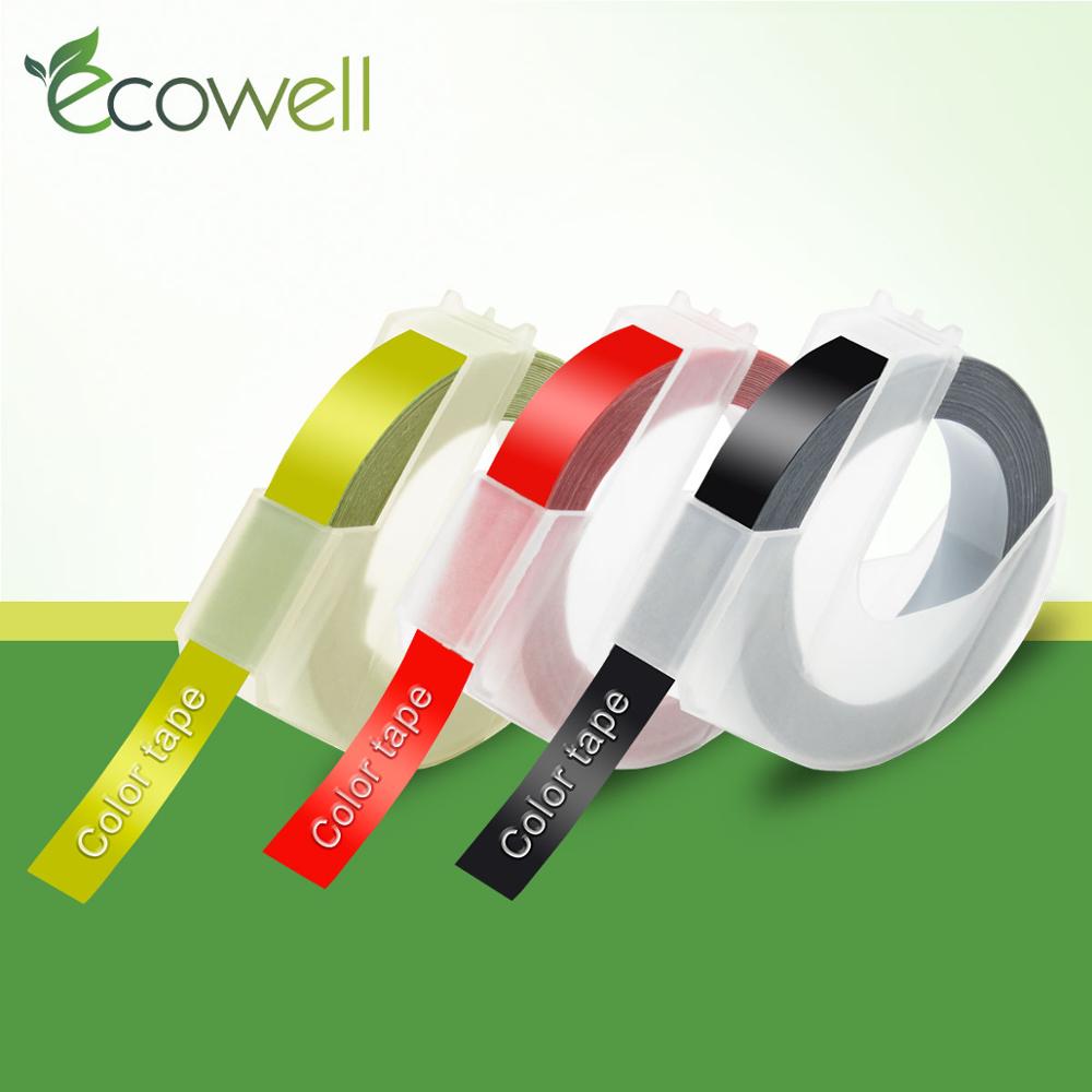 Ecowell 3pcs 9mm Compatible Mixed Color for Dymo 3D Plastic Labels for Embossing Label Makers for DYMO 1610 12965 1880 1540: Black Red OG