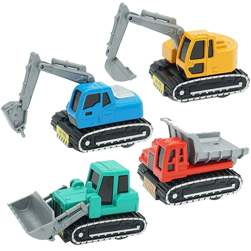 4Pack Bouwvoertuigen Speelgoed Metalen Techniek Tractor Mini Pull Back Auto Play Set Feestartikelen Voor Kids Peuter Jongens
