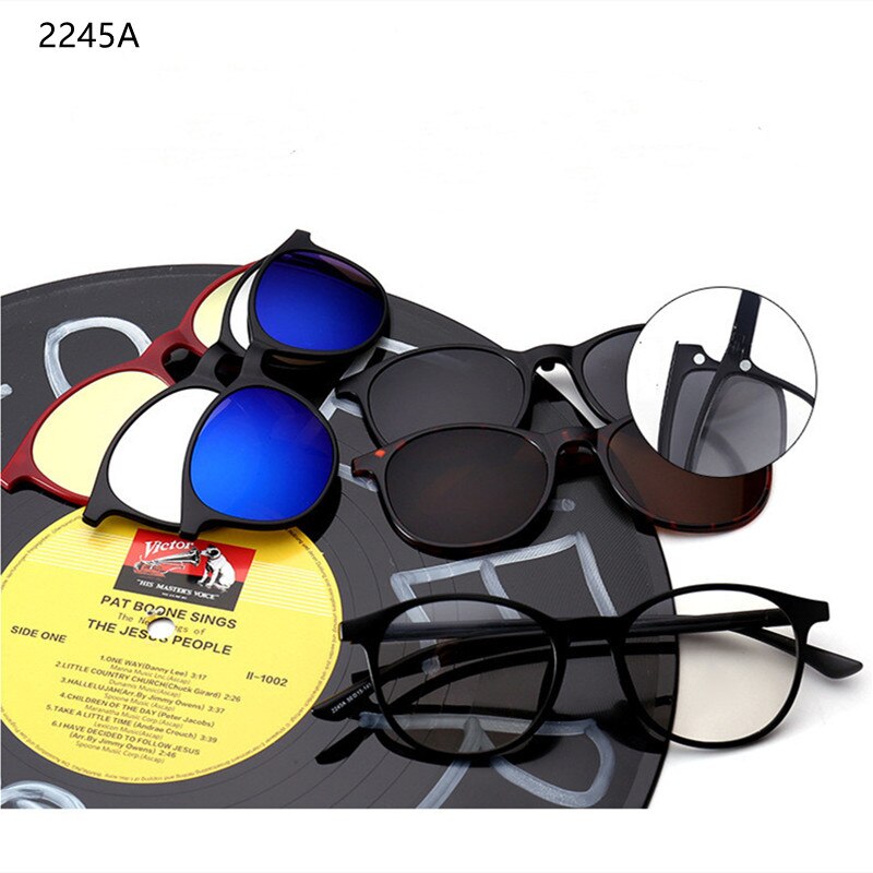 Lunettes de soleil magnétiques polarisées 6 en 1 pour hommes et femmes, Clip magnétique, monture de lunettes de soleil Simple, myopie