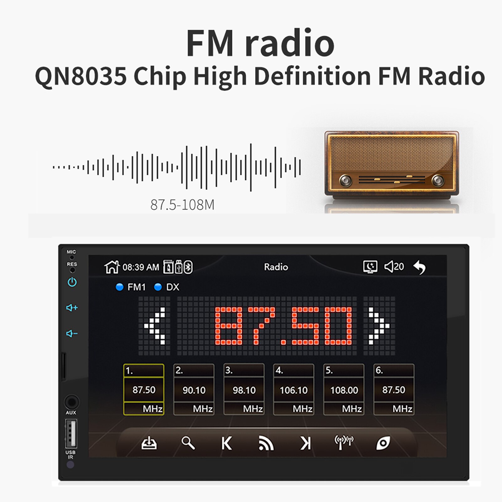 7 Inch Multifunctional HD Touch Screen Car Audio Video Stereo Radio MP5 Player