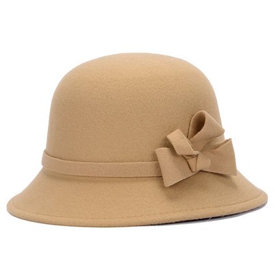 Bingyuanhaoxuan herfst winter imitatie wollen muts grote zonnehoed fedora hoed voor dames dames snapback hoeden: Beige