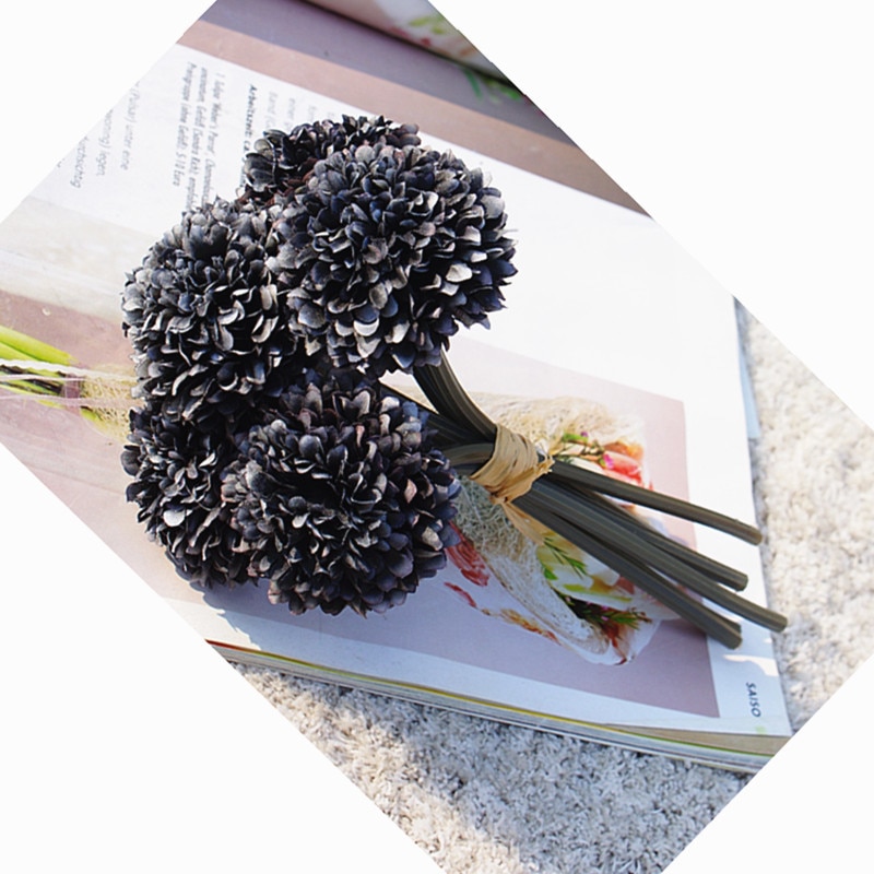 6 stykker  / 1 bunt silke nellike brude bukett bryllup hjem dekor kunstplanter dekorative blomster billig jul pompon