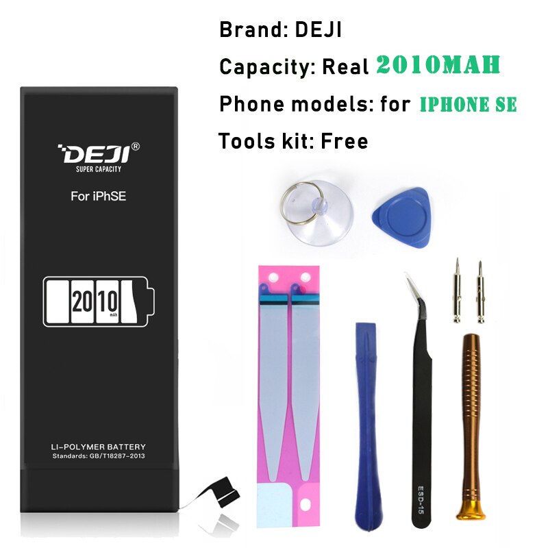 DEJI Replacement Battery for iPhone 5/5s/SE - 2010mAh High Capacity Li-Polymer Internal Battery: Battery for iPhone SE