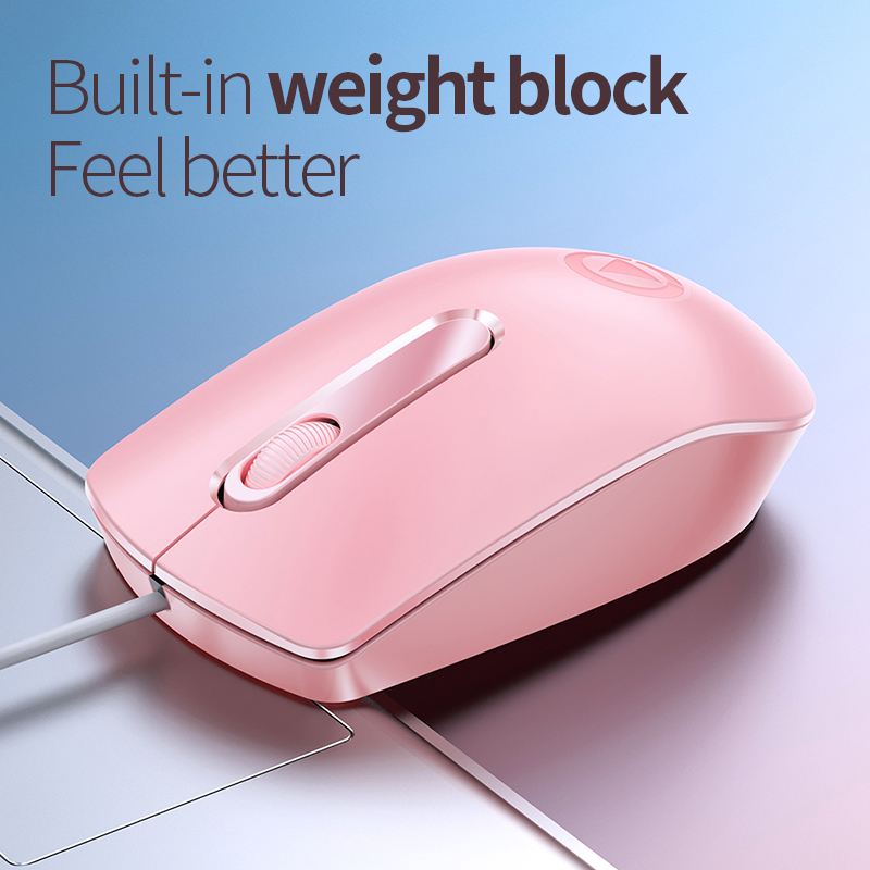 Usb-kabelgebundene gaming-maus, leise, ergonomische mini-maus für macbook, laptop, pc, gamer-computer, magische maus für mädchen: Rosa