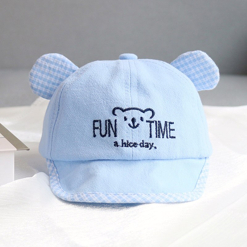 Cartoon Beer Baby Cap Met Oren Zachte Katoen Borduren Baby Meisje Jongen Kids Baseball Cap Lente Zomer Verstelbare Baby Zon hoed: blue