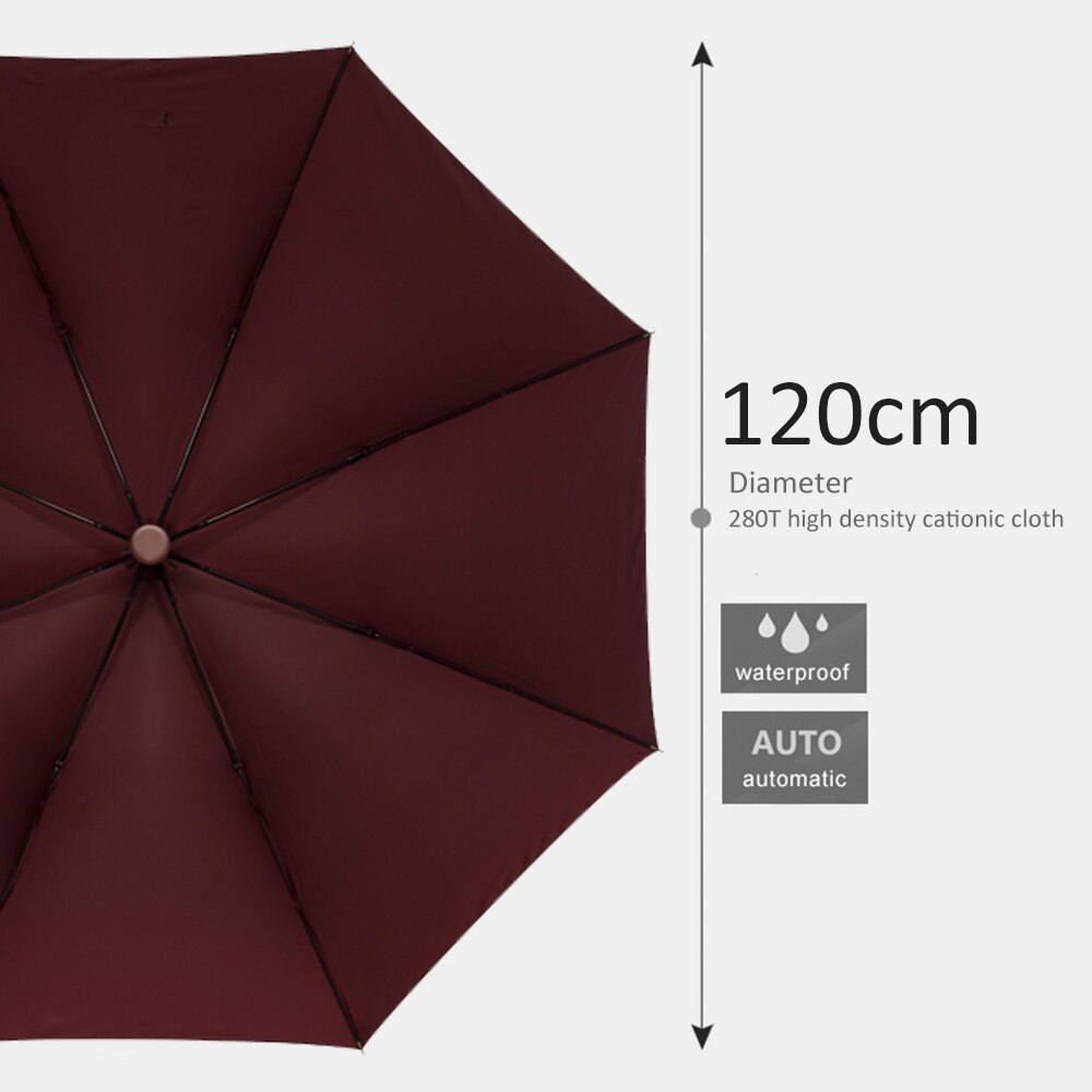 Parachase 120cm store paraply mænd vindtæt forstærket golf lange paraplyer forretning træ håndtag automatiske paraply regn paraguas