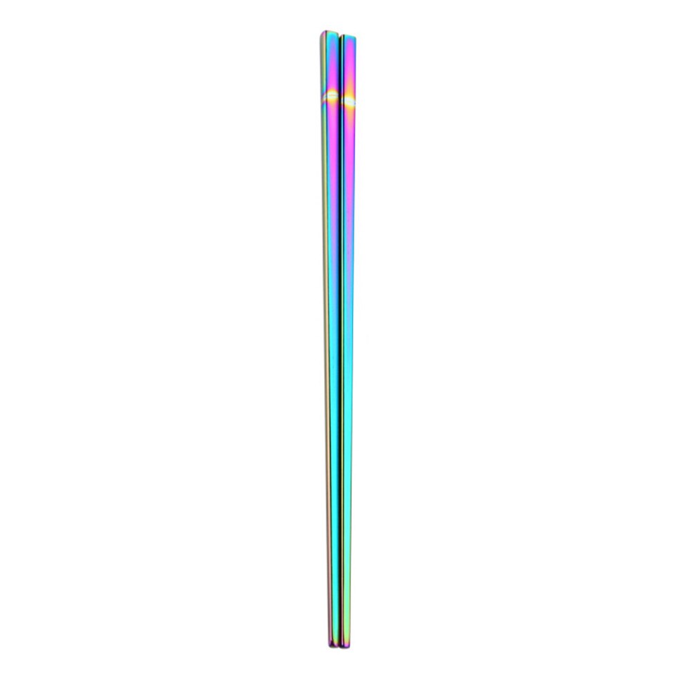 1 Pair 23cm Length Square Chopsticks Stainless Steel Titanium Gold Rose Gold Sushi Colorful Chopsticks #50g: C
