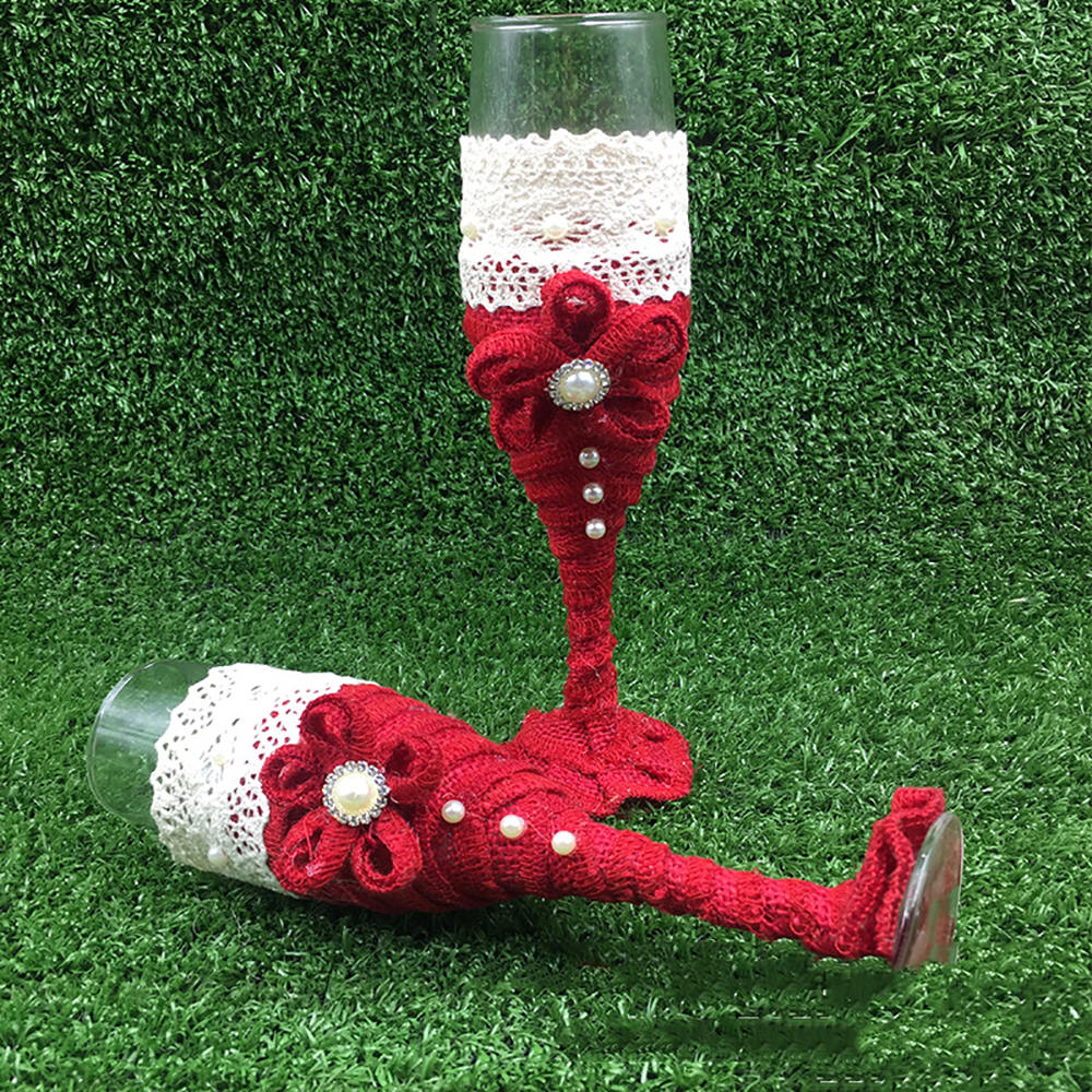 2Pcs Set Wedding Glass Toasting Wedding Glasses Crystal Champagne Flutes For Bride And Groom Drinking Wine Glass