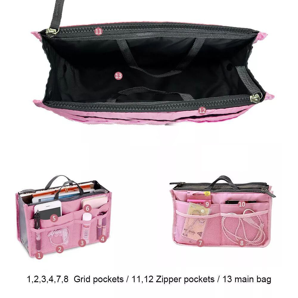Organizer Insert Bag Nylon Travel Organizer Insert Handtas Portemonnee Grote Liner Lady Make Vrouwen Cosmetische Tas Goedkope Vrouwelijke Tote