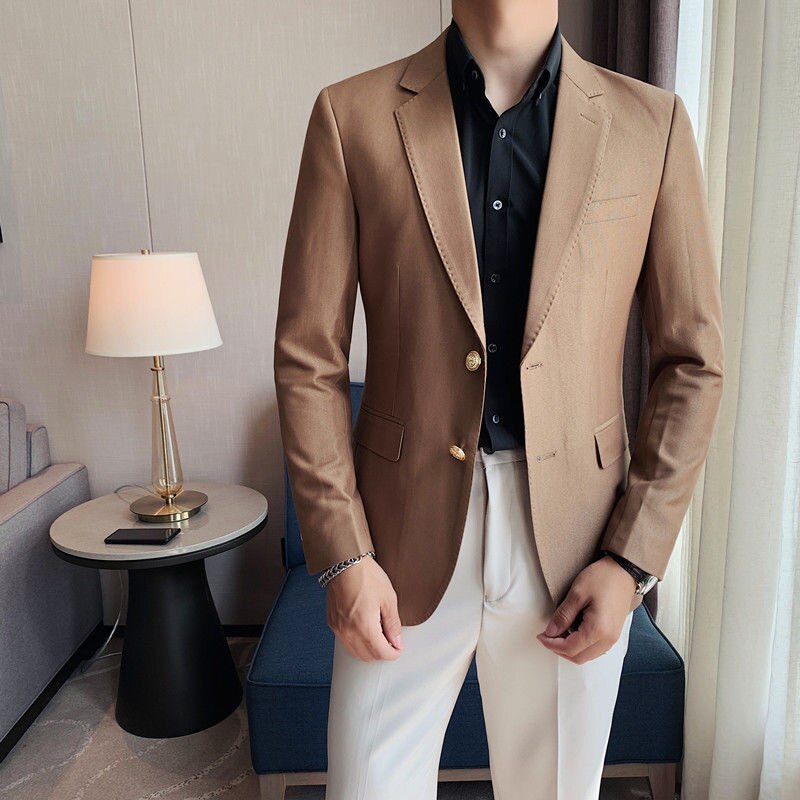 Mens Slim Fit Blazer Business Casual Blazer Suit Jacket Spring Luxury Social Club Outfits Clothers Terno Masculino