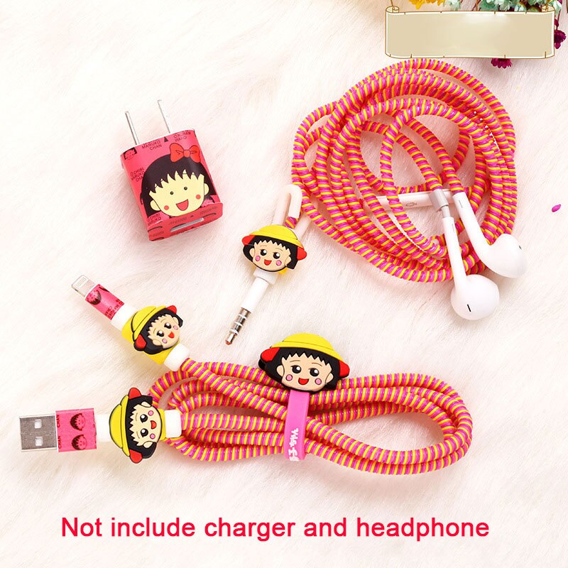 3 i 1 kabel opptrekker tpu spiral ledning beskyttelse usb ladekabel beskytter øretelefon ledningshåndtering til iphone 5 5s 6 7 8