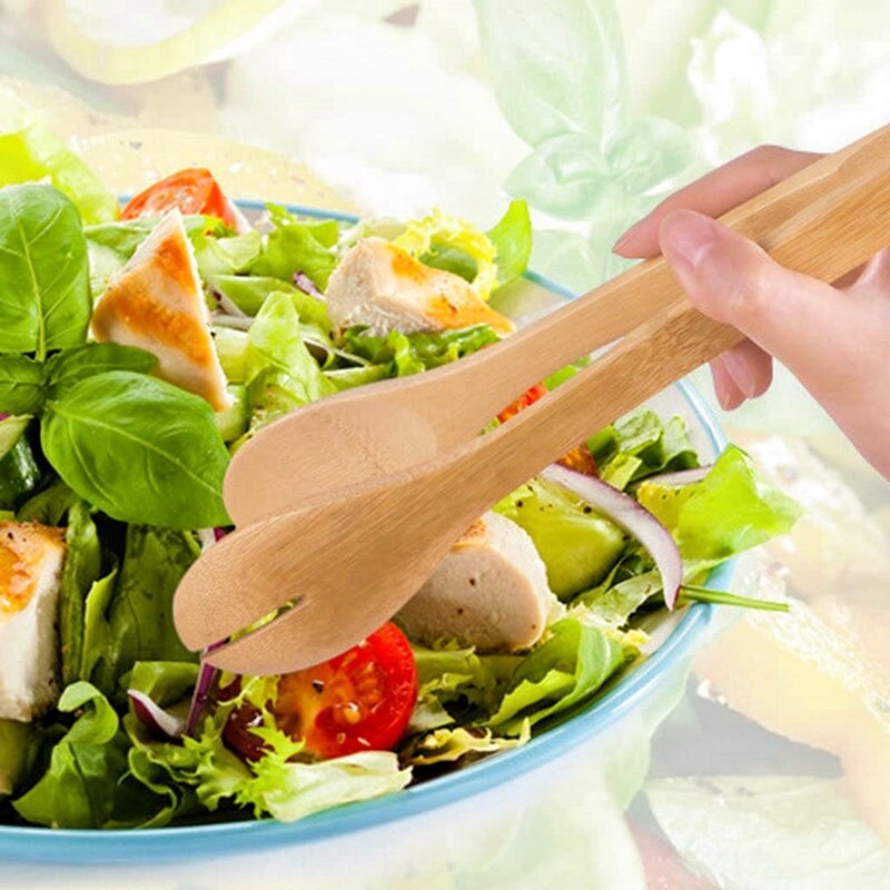 Trä salladstång kökstång för matlagning serveringsredskap bbq verktyg bakverk teklämma klämma magnetisk bambu brödrosttång