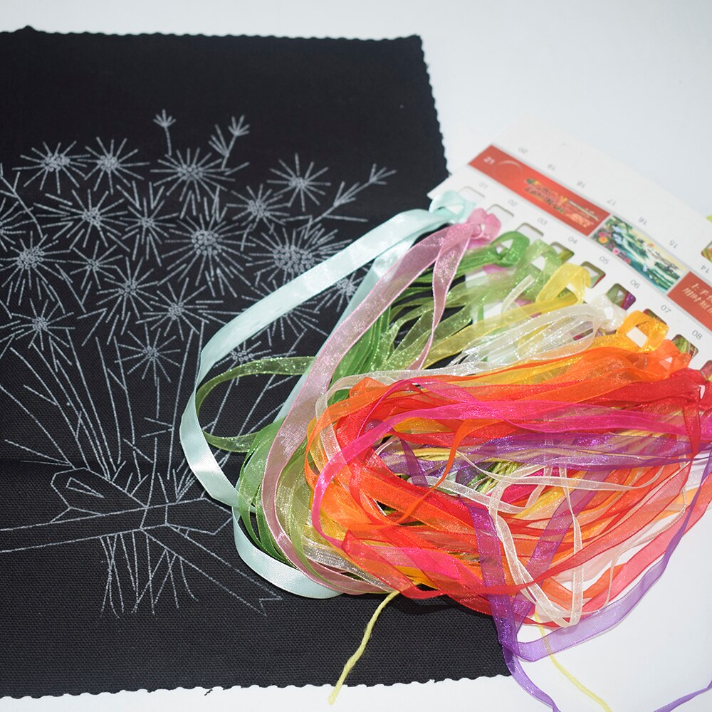 1 Pc Diy 3D Pastorale Lint Borduren Beginner Handwerken Bloem Bordado Broderie Borduurring Aguja Magica Para Bordar