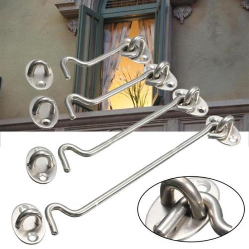 4 Maten Rvs Crescent Window Lock Met Veiligheid Schakelaar Cabine Haak Deur Eye Klink Stille Vangst Houder Met Schroeven #1025