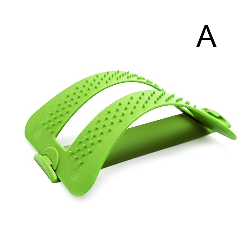 Back Stretch Equipment Massager Stretcher Fitness Lumbar Support Relaxation Spine Pain Relief B2Cshop: Green