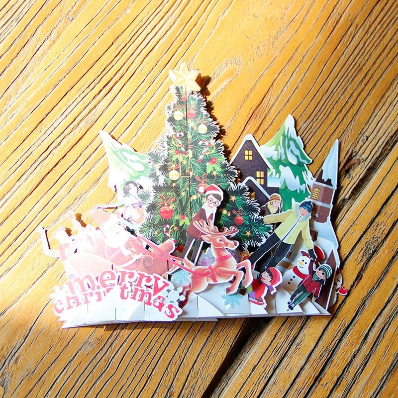 3d Christmas Cards Year Greeting Card With Envelope Paper Christmas Card For The Year Decor Handmade Party Supplies