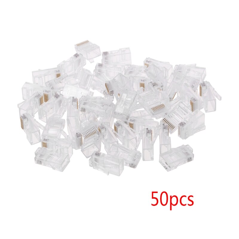 50 Pcs/Pack Stranded 10P10C Network Cable Connector RJ48 Crystal Plug Modular B95C