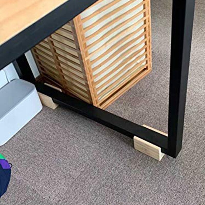 4PCS Bed Furniture Tripod Heavy Solid Wood Tripod, Coffee Table Padding Grooved Table Legs Increased Wooden Blocks Furniture Leg
