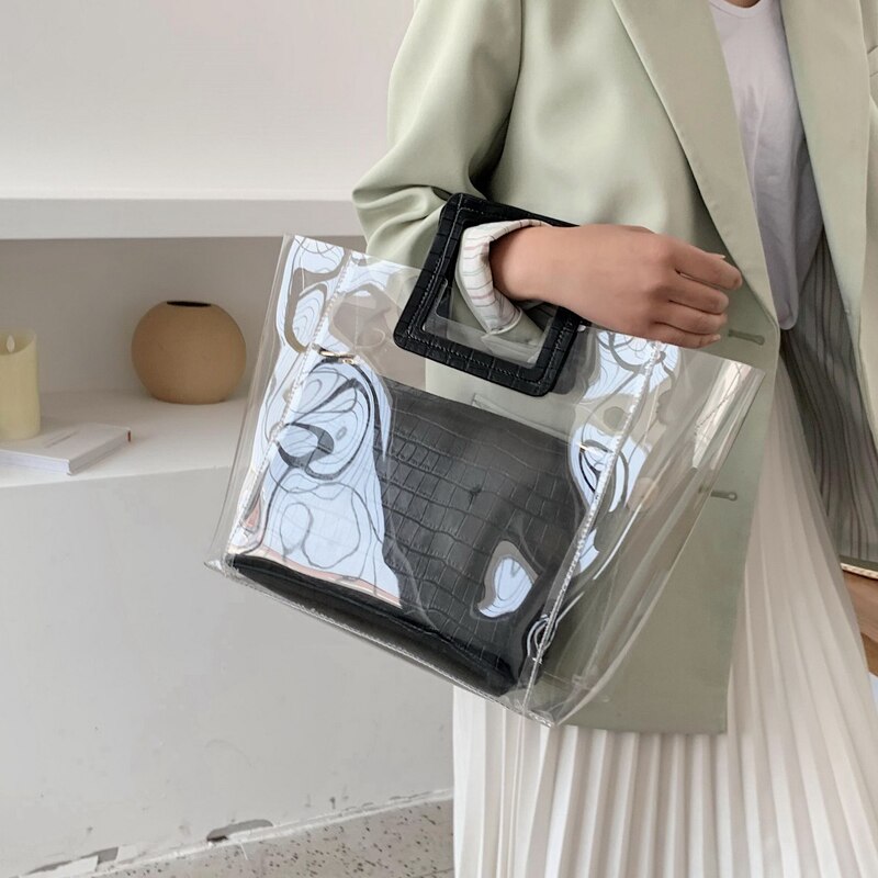 Sac fourre-tout Transparent en gelée été sac à main de en PVC pour femmes
