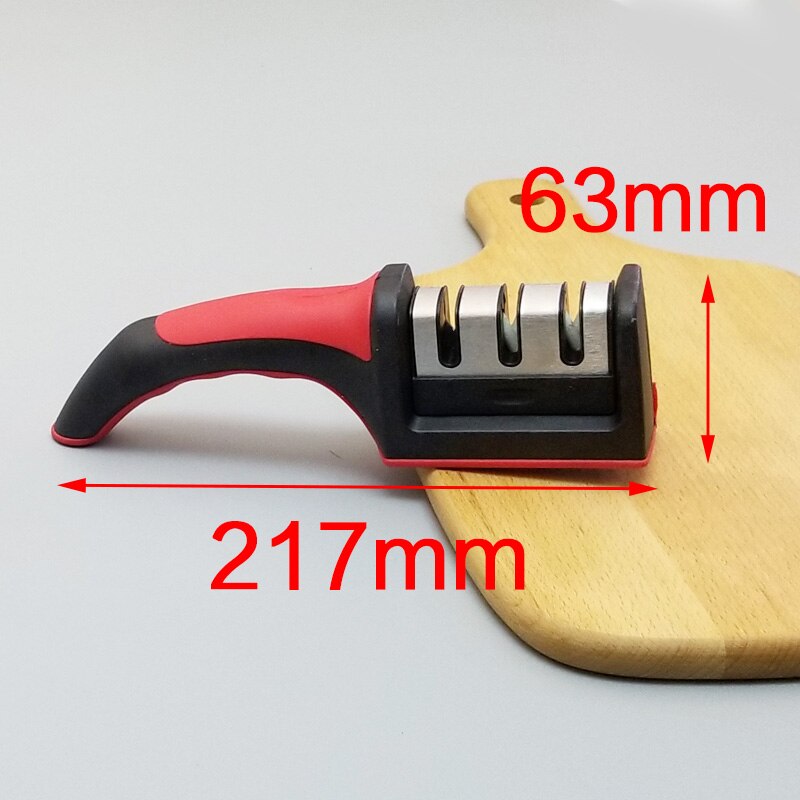 [video]1Pcs Knife Sharpener Ceramic Knife Sharpening Stone Tungsten Steel Diamond Sharpener Kitchen Tools: 3 stages red