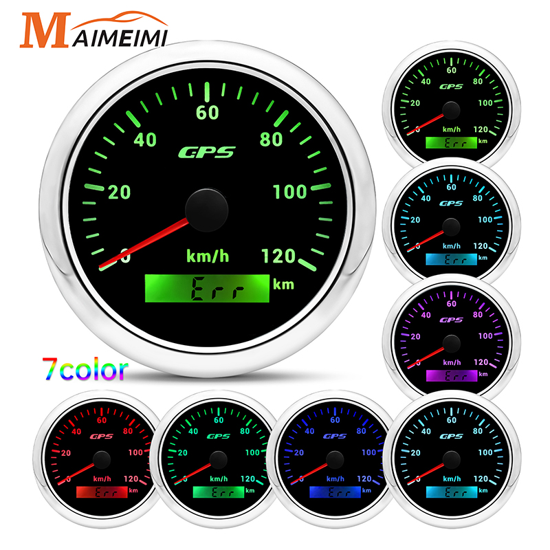 Universal 85 MM GPS Tacho Gauge 7 Farbe Led-hintergrundbeleuchtung Für Motorrad Marine Boot Lkw 60 Kmh 200 Kmh geschwindigkeit Gauge Meter