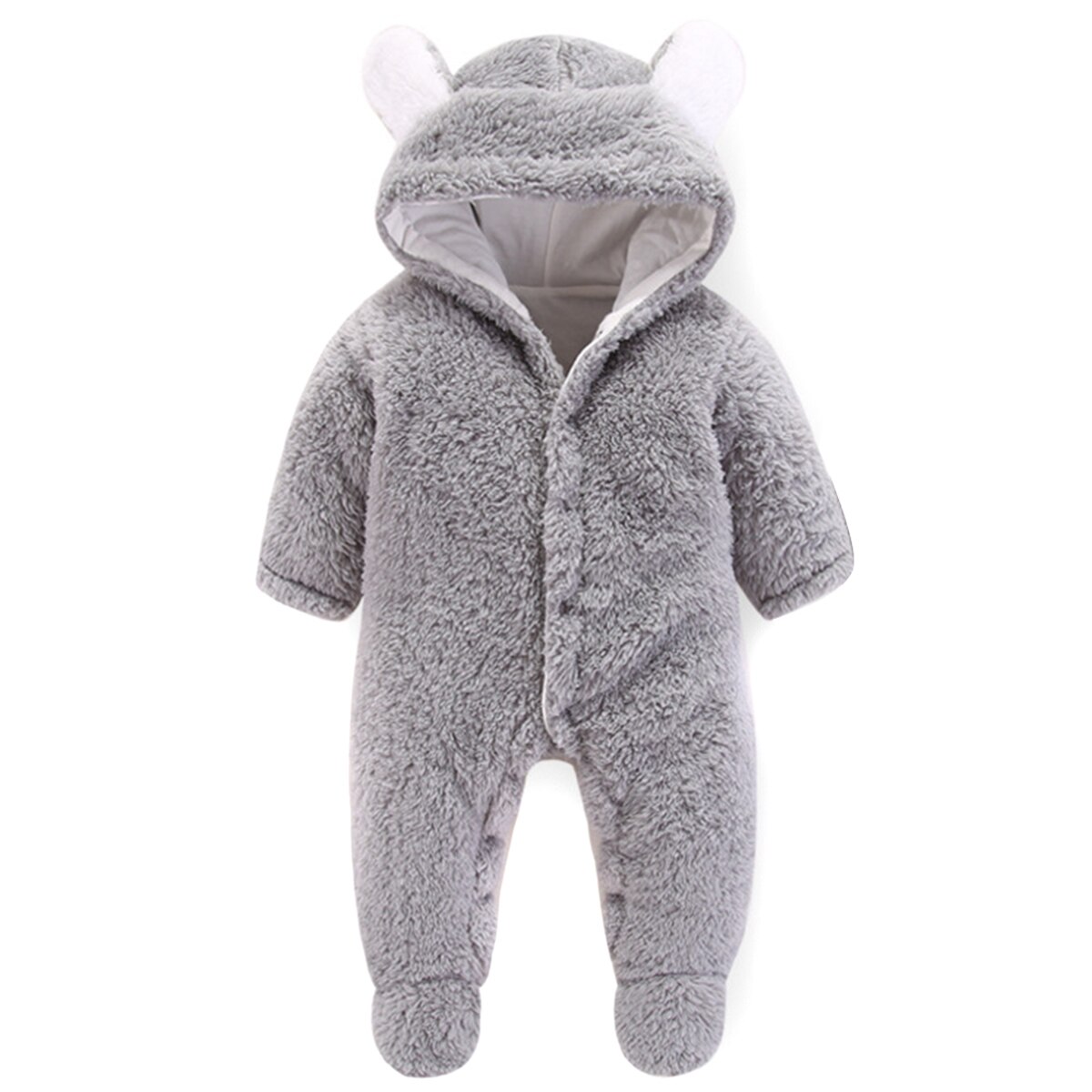Herfst Winter Baby Katoenen fluwelen Schattige Oren Rompertjes Baby Meisje Jongen Kleding Baby Baby Meisje Kleding Jumpsuits Overall: Gray / 18m