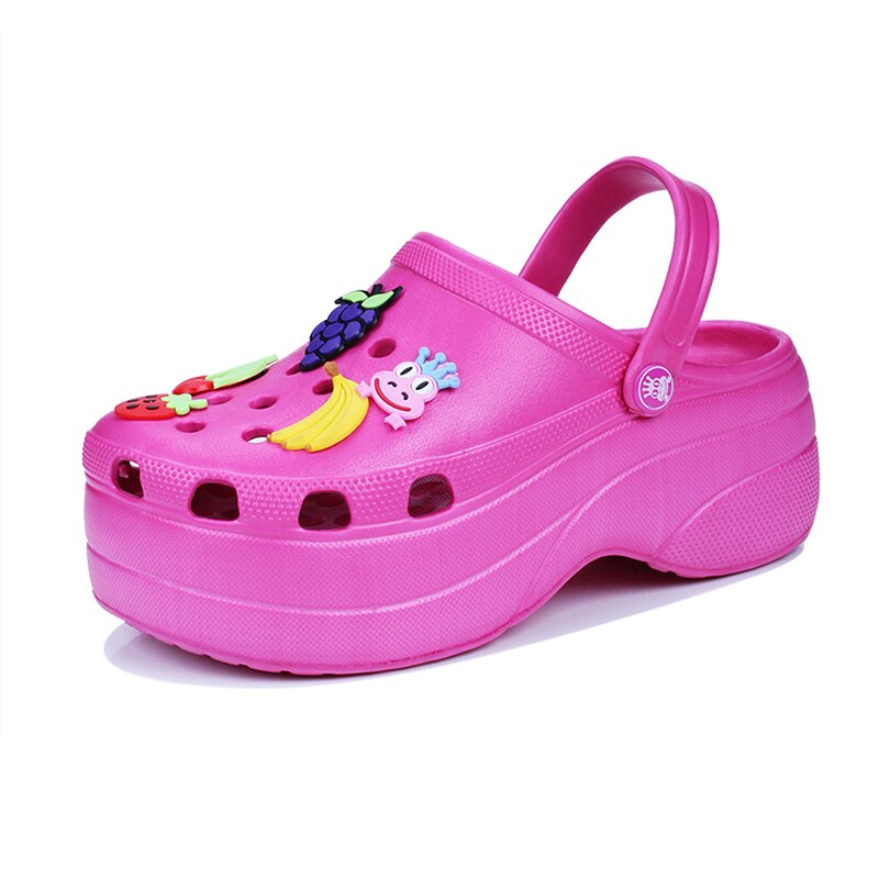 Kvinder sandaler gelé sko dame havesko strandsandaler hjemmesko sommer wedge komfortable sandaler dame slip-on flad sandal: Rød / 6.5