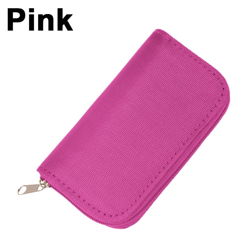 Bolsa de almacenamiento para tarjetas de memoria, estuche Protector portátil de 22 ranuras, soporte para billetera, caja para CF/SD/Micro SD/SDHC/MS/DS: Rosa