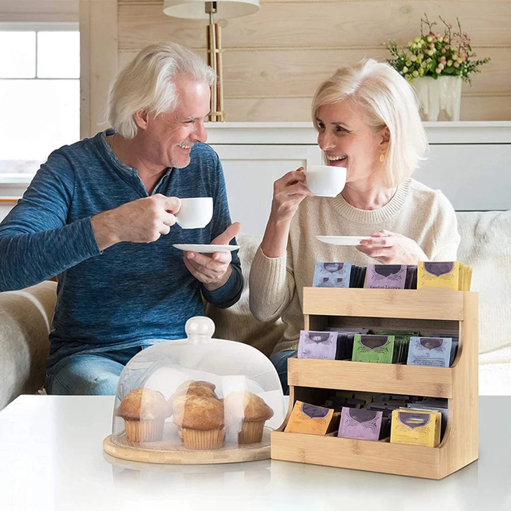 Thee Organizer Koffiehouder Doos Pakket Opslag Specerij Houten Rek Suiker Station Plank Container Bar Pakketten Staan