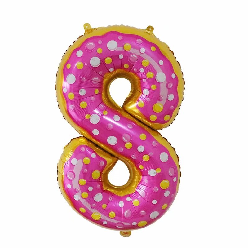 1 Uds. De Globos de aluminio con forma de número de 0 a 9 para donuts de 30 pulgadas, globo de decoración para Baby Shower, suministros de decoración para de cumpleaños, Globos de aire: Rojo rosado