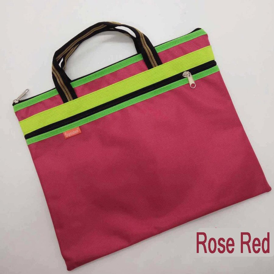 Sac de Document d'affaires A4 fourre-tout fichier dossier classement sacs de réunion côté fermeture éclair poche bureau Oxford tissu ordinateur portable sacs: 1pcs red