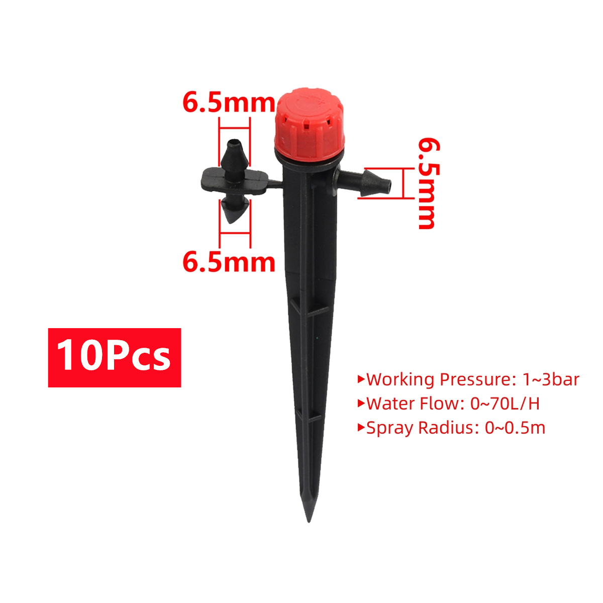 Dispositif de micro-pulvérisation d'irrigation de jardin, gouttes rouges réglables branchées au sol, flèche goutte à goutte à cercle complet, résistant à 360, 8 trous, 10 pièces, 100 pièces: Rouge