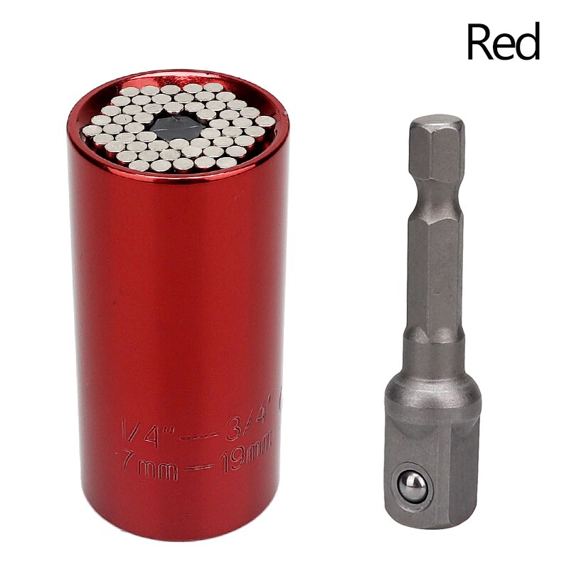 7-19mm Universal Torque Wrench Magic Socket Spanner Key Sleeve Multi Power Drill Ratchet Spanner Key Nut Tools: Red