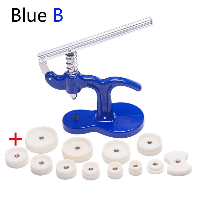 Watch Case Press Tool Fitting Dies Back Cover Remover Closer Watch Pressing Machine Capper Watchmaker Repair Kit Tools: B Blue with Dies