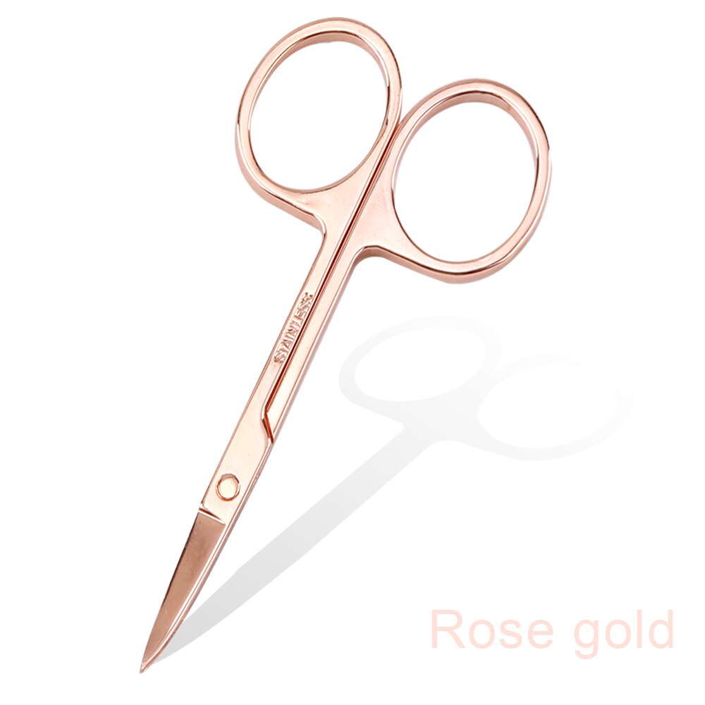 Nail Cuticle Scissors Manicure Curved Tip Nails Scissors Cuticles Remover Cutters Skin Nose Eyebrow Scissors Makeup Beauty Tool: Rose Gold