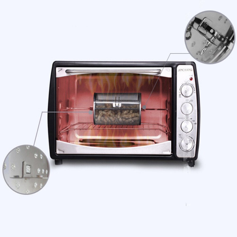 Edelstahl Braten Backofen Rotisserie Grill Korb Korb & BBQ Muttern Bohnen Erdnuss Backformen Rotierenden Ofen Korb Backen Werkzeug