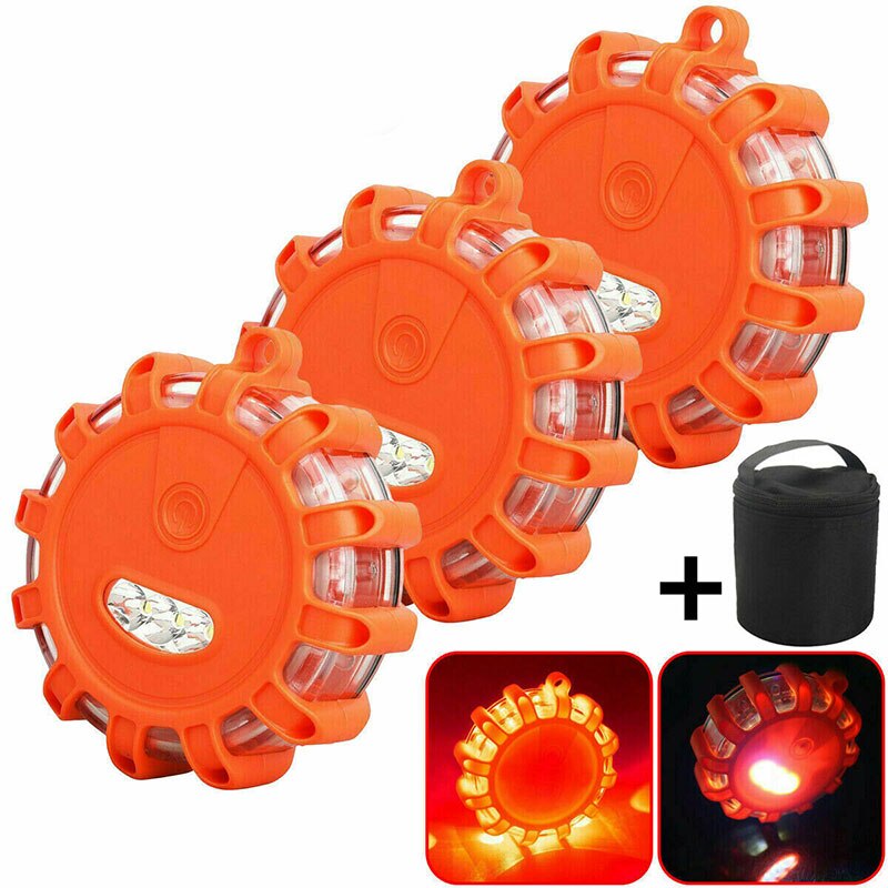 LED Road Flares Flashing Warning Light Emergency Disc Safety Light Flashing Roadside Beacon Warning Traffic Light Protection