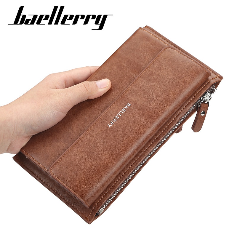 Men Wallets Long Name Engraving Card Holder Male Purse Zipper Large Capacity PU Leather Wallet For Men